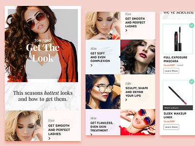 Beauty e-commerce site app design girl lipstick makeup mascara model pink playfair web