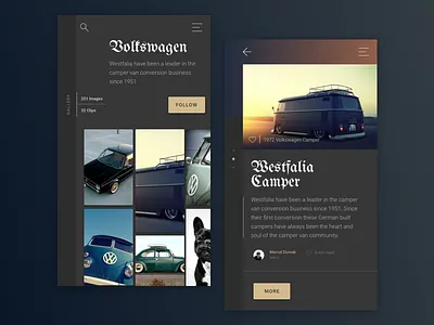 Gallery Display beetle bug camper material mobile responsive surf ui ux volkswagen web westfalia