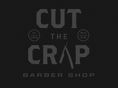Cut The Crap barbers blade crap hairdressers knife logo mark modern vintage