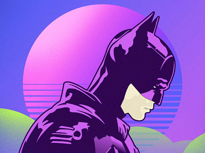 Gotham In Neon 1980s 80s batman minimalism neon retro