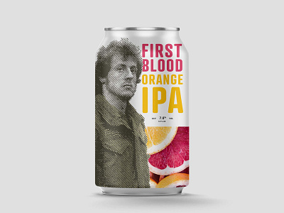 First Blood Orange IPA 1980s 80s action beer can package design packaging