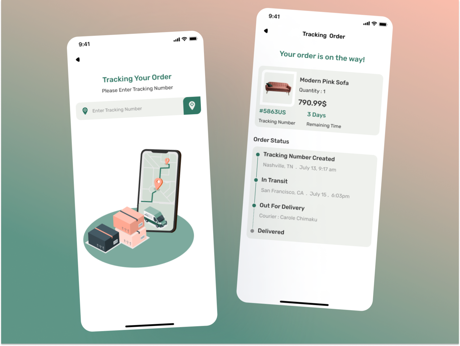 Furniture App Tracking Order Screens by Lujain Alaklouk on Dribbble