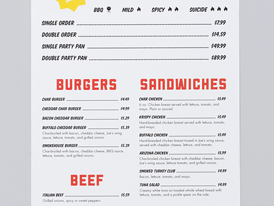 Buffalo Joe's Menu evanston fast food menu vintage