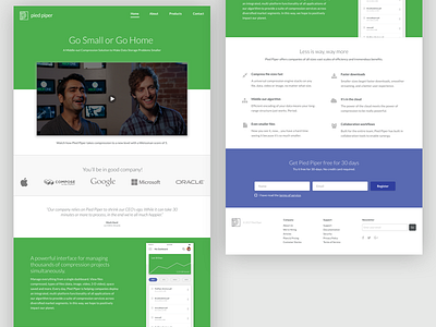 Pied Piper Rebrand about green hbo home page pied piper register sign up start up ui video