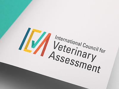 International Council for Veterinary Assessment geometric logo material design square logo veterinary vibrant