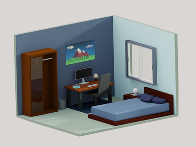 Low poly : My first 3D : designed in Blender