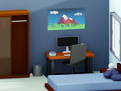 Low Poly room blender design illustration low poly lowpoly lowpolyart room ui ux