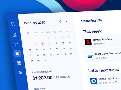 Bill management dashboard app bill bill management billing bills calendar dashboard design finance finance app ui upcoming user interface ux website