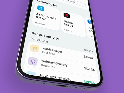 Transactions in personal finance app android app app design apps dailyui design figma finance fintech graphic design ios product purple react native sketch ui user experience user interface ux website