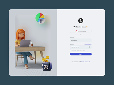 Fintech login/register - Forms 3d animated app branding character charts design forms graphs illustration interface login product register rotato text field ui user interface ux website