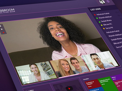 Classroom - Virtual Classroom UI Design admin block chat design frondend purple ui ux video chat