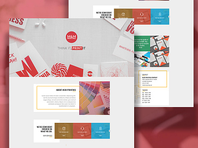 Landing Page for Printing Company box design home landing page printing red ui ux web website