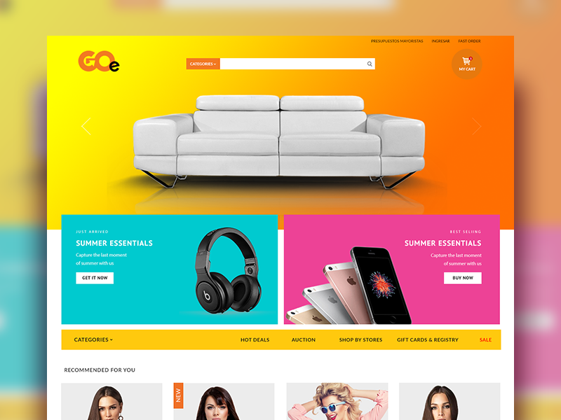 Multi Vendor Ecommerce Platform design site colorful graphics web ux user interface ui website store ecommerce