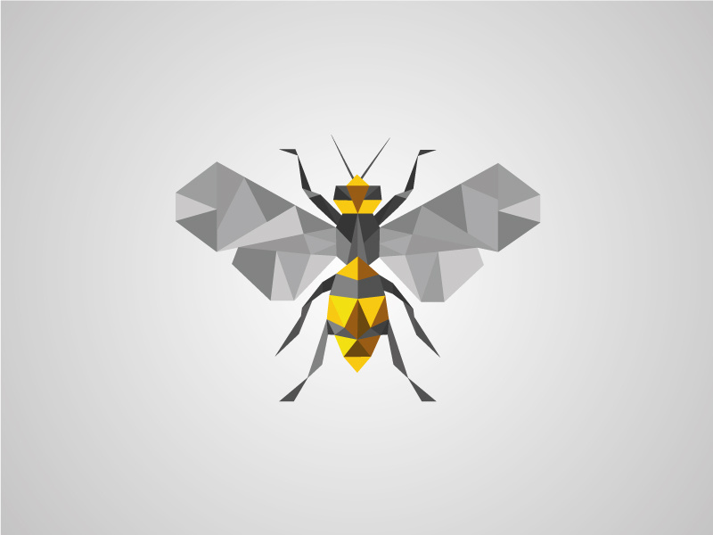 Polygon Bee yellow honey illustrator vector icon logo bee polygon