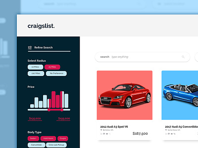 Craigslist Redesign Challenge ads advertisements craigslist design list uplabs user experience user interface