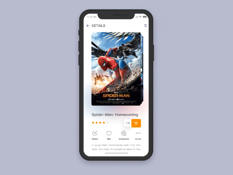 The Movie APP animation motion design app interface product detail user interaction