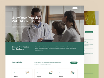 modern care website branding design icon illustration logo photo site typography ui web