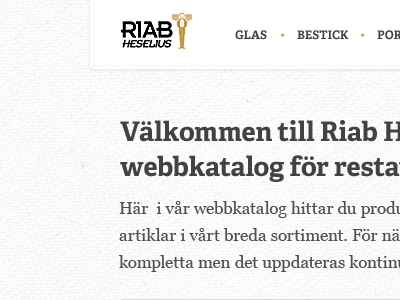 Site catalogue header for Riab Heselius font header menu site