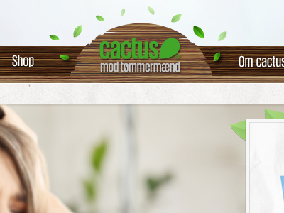 Site header for Cactus anti hangover header leaf logo menu paper site wood
