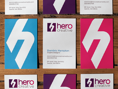 Hero Creative Business Cards branding business card gradient graphic design hero creative logo print seattle spot gloss