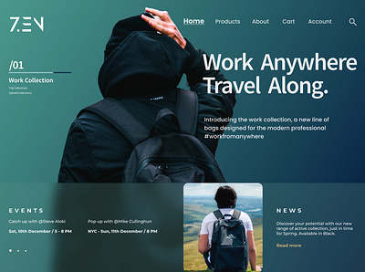 E-commerce Website for backpacks branding design typography ui web design