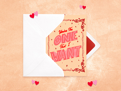 'You're the One that I Want' Valentine's Card austin typography editorial editorial design editorial illustration greeting card greetingcard handlettering illustration layoutdesign typography valentines day card valentinesday valentinesdaycard