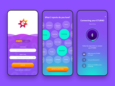 Elanation sport app for kids app design flat minimal ui ux