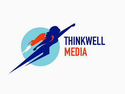 Thinkwell Media bright colorful design logo modern rocket vector woman