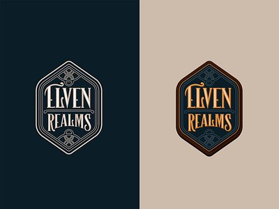 Elven Realms illustration logo lord of the rings modern art tolkien typography vector