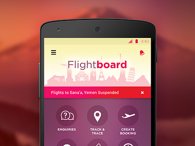Travel App Dashboard android colorful dashboard flat minimalistic travel
