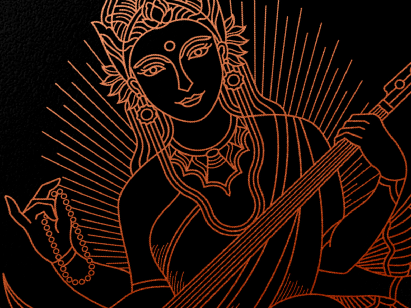 Black and white drawing of indian hindu goddess Saraswati Art Print   Barewalls Posters  Prints  bwc54594974