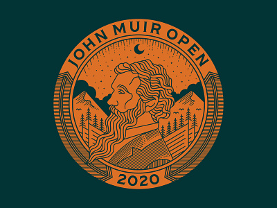 John Muir Open 2020 apparel art badge badge logo badgedesign badges forest geometric identity illustration line lineart logo mark minimal monoline mountain outdoor sport t shirt