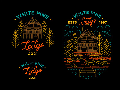 White Pine Lodge T-shirt Design apparel art branding clothing geometric graphic design hotel illustration line lineart logo minimal monoline mountain t shirt travel