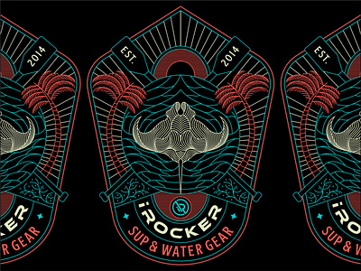 iROCKER T-shirt Design apparel clothing design geometric graphic design illustration line lineart logo minimal monoline outdoor paddleboarding sea surf t shirt