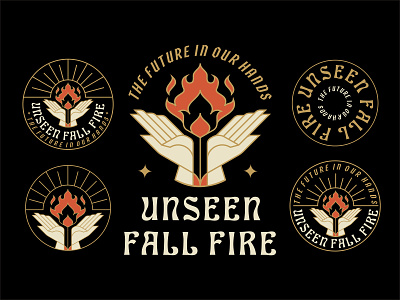 Unseen Fall Fire Event Logo badge branding brandingdesign cards event fire geometric gold graphic design hand illustration line lineart logo logodesign minimal monoline tarot typeface