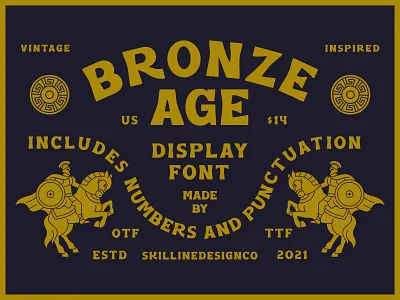 Bronze Age Display Font badge bold font branding bronze design display font font geometric graphic design illustration line lineart logo design minimal premium premium font retro font serif font typeface vintage font