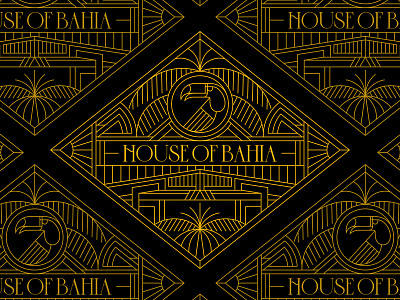 House Of Bahia art deco badge branding candle design geometric gold identity design illustration line lineart logo logo design luxury minimal monoline palm premium taucan visual branding