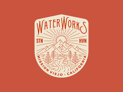 Waterworks apparel biker clothing cycle geometric illustration lifestlyle line lineart minimal mountain outdoor trail