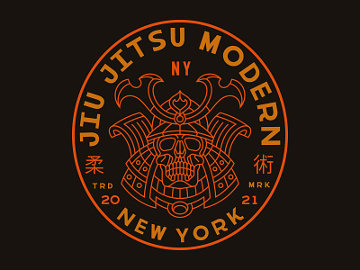 Jiu Jitsu Modern apparel badges branding clothing design geometric graphic design illustration line lineart logo minimal monoline samurai skull
