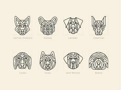 Dogs Avatar apps avatar branding design dog geometric graphic design head icon illustration line lineart logo minimal minimalist monoline simple web asset