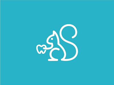 Squirrel identity logo fun mark minimal monoline squirrel symbol