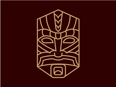 Tiki mask geometric identity logo mark minimal monoline symbol
