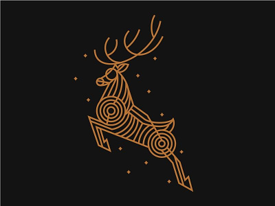 Jumping Deer geometric identity logo mark minimal monoline symbo