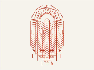Flat grain hill iconic identity line logo mark minimal monoline sun trees