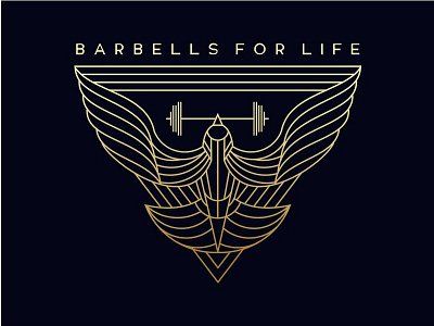 BARBELLS FOR LIFE art dove iconic identity line logo mark minimal monoline shirt