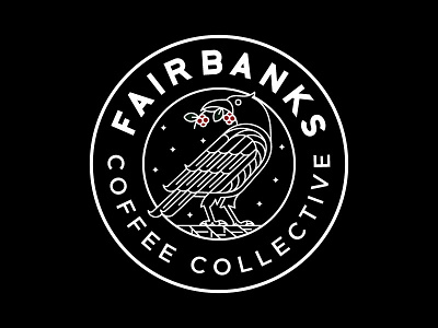 Fairbanks Coffee Collective art badge bird coffee line logo monoline