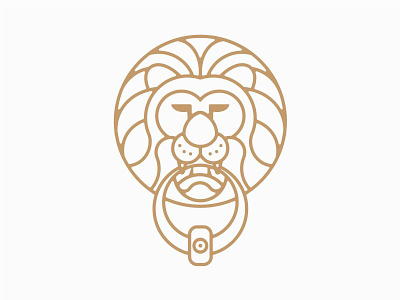 Lion Knocker art gold icon knocker line lion luxurious monoline