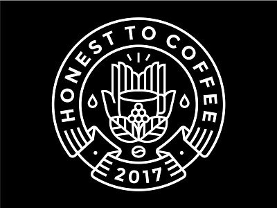Honest To Coffee art badge beans coffee cup hands honest line logo monoline plants simple