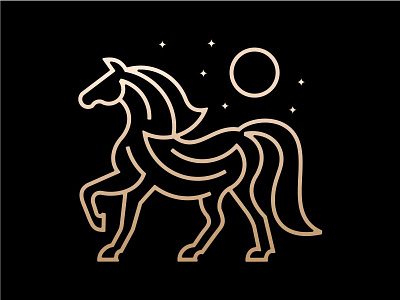 Moon Horse art geometric horse illustration line monoline moon simple