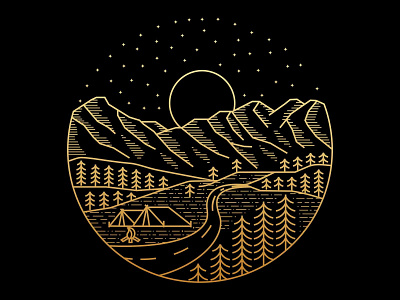 Mountain camping brand clothing company geometric identity line lineart logo monoline outdoor t shirt t shirt design travel